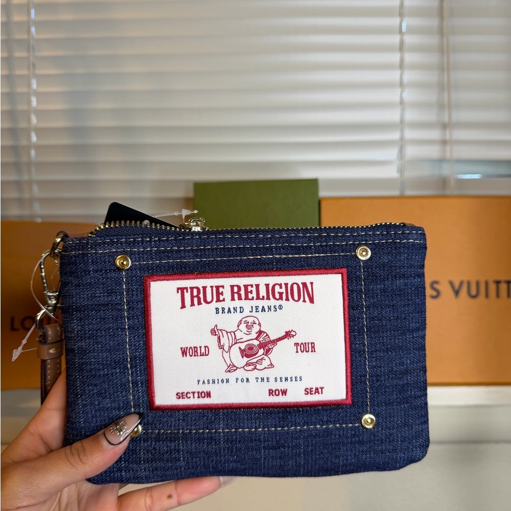 True Religion Blue Denim Pouch